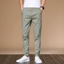 

Fashion Bottoms Men Korean Style Trousers Thin Autumn Pants Men Skinny Chinos Men Casual Trousers Slim Fit Solid Color