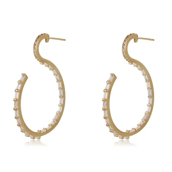 

2020 New Style Zircon Transparent CZ Champagne Gold Earrings Cubic Zirconia Round Jewelry Elegant Ladies Gorgeous Gifts