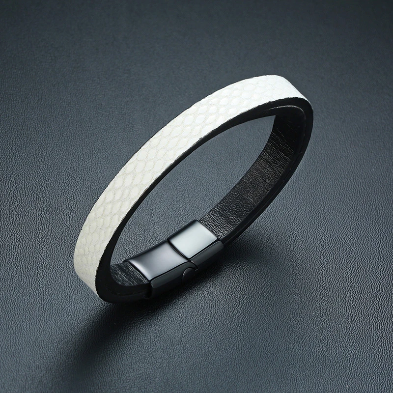 Винтажный Мужской Белый Браслет из микрофибры с магнитной застежкой браслет для байкеров