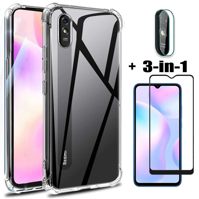 3 в 1 броня очки + чехол для редми 9А 2020 xiaomi redmi note9 pro glass case note 8pro 8t чехлы нот 9с ноут 9s