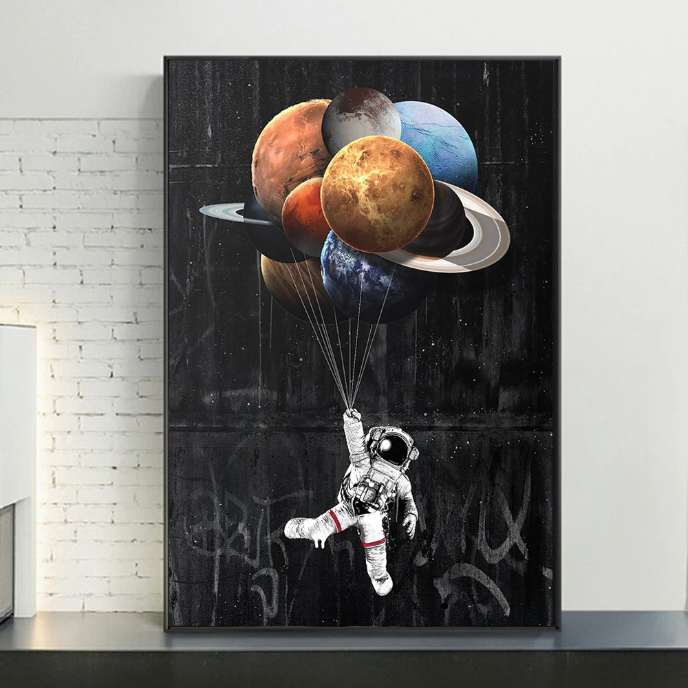 Inspirado astronauta graffiti arte quadros em tela na parede quadros e  quadros de arte de rua desenhos animados quadros em tela cuadros|Pintura e  Caligrafia| - AliExpress