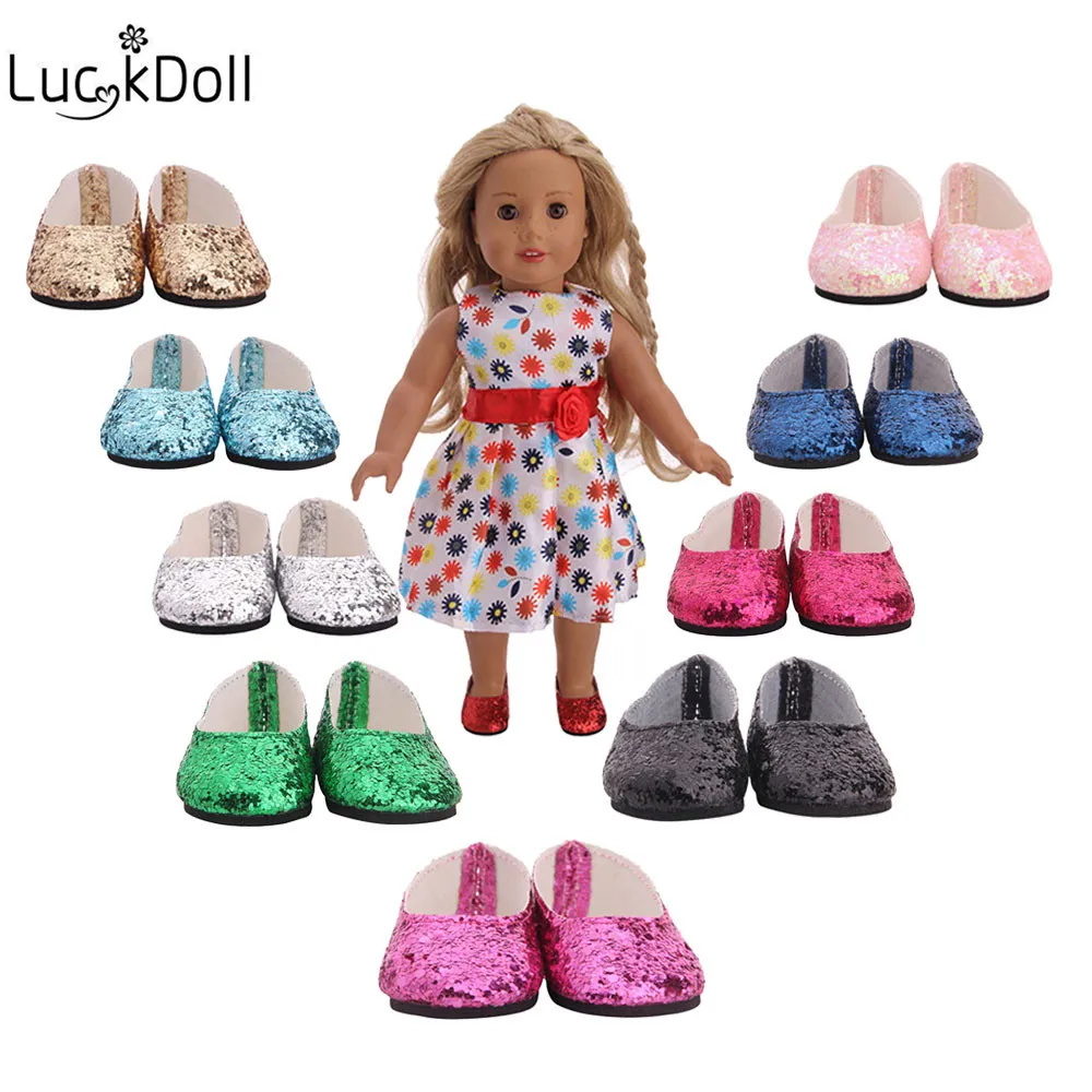 LUCKDOLL 10 различных цветов обувь подходит 18 дюймов американский и 43 см Кукла одежда аксессуары, игрушки для девочек, поколение, подарок на день рождения