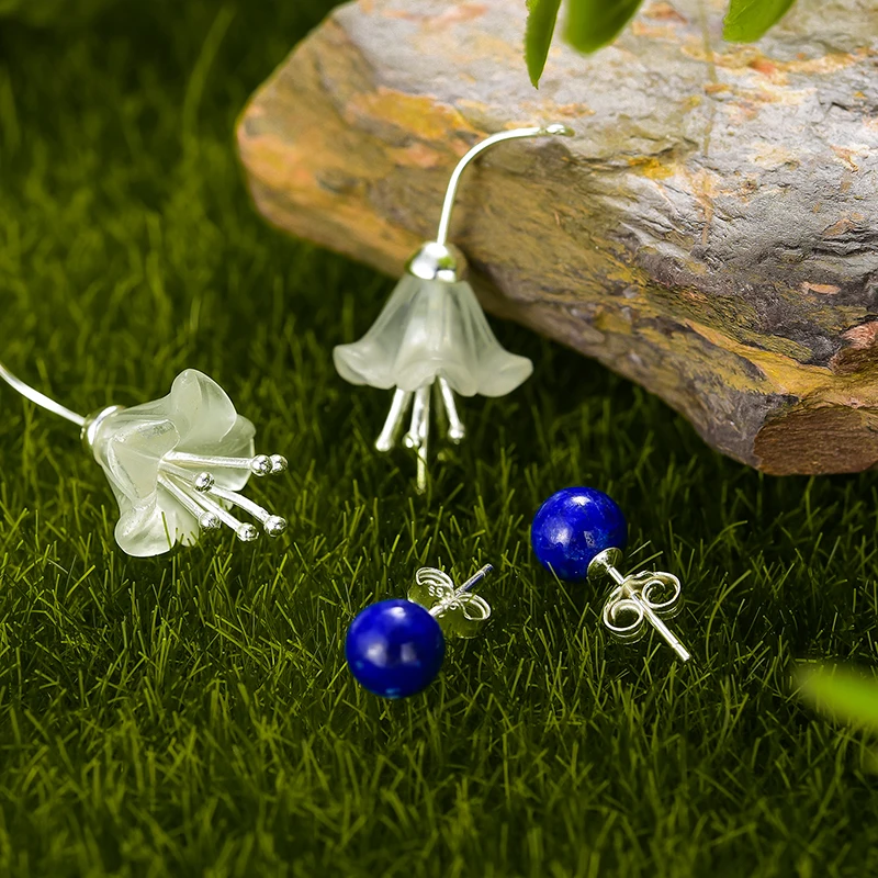 Lotus Fun Real 925 Sterling Silver Earrings Natural Crystal Handmade Fine Jewelry Fresh Flower Drop Earrings for Women Brincos - Image 3