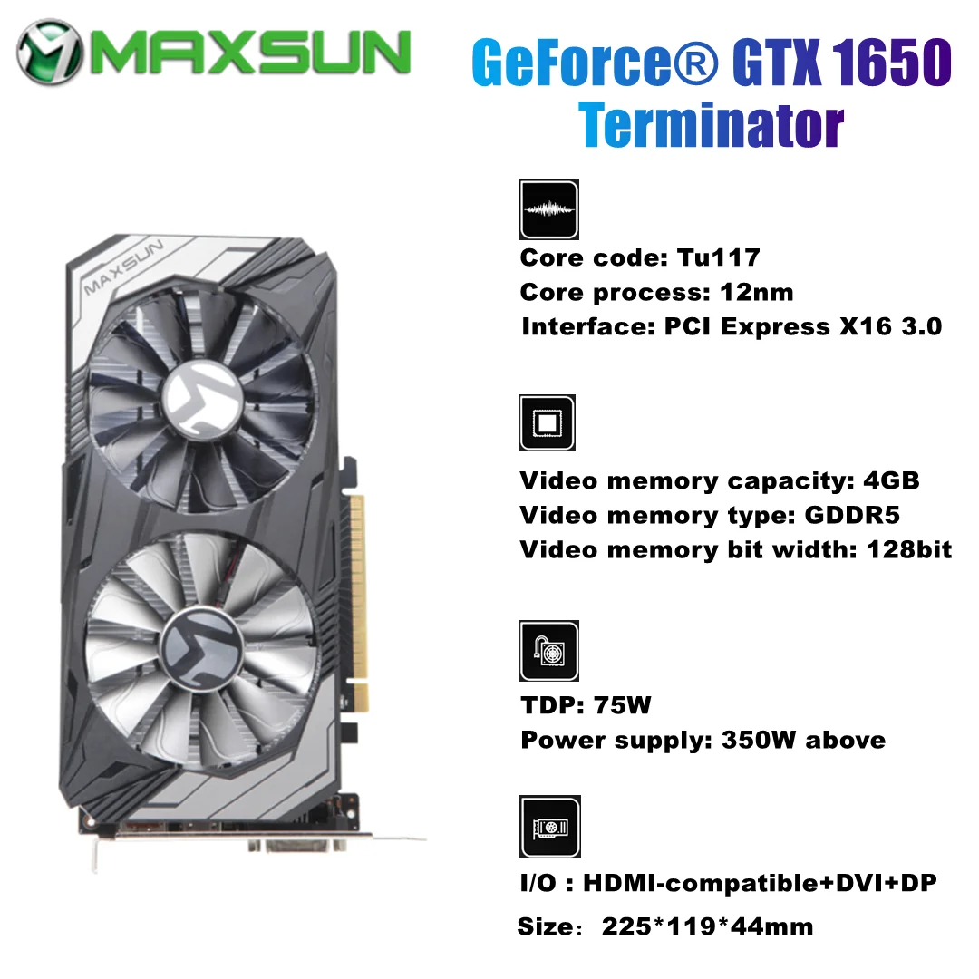 Maxsun Tarjeta Grafica Gtx 1650 Super 1650 Terminator 4gb Ddr5 1660 6gb Gddr6 Gpu Video Para Videojuegos 12nm 128bit Para Ordenador Pc Completamente Nuevo Tarjetas Graficas Aliexpress Maxsun Tarjeta Grafica Gtx 1650 Super 1650 Terminator 4gb Ddr5 1660 6gb Gddr6 Gpu Video Para Videojuegos 12nm 128bit Para Ordenador Pc Completamente Nuevo Tarjetas Graficas Aliexpress