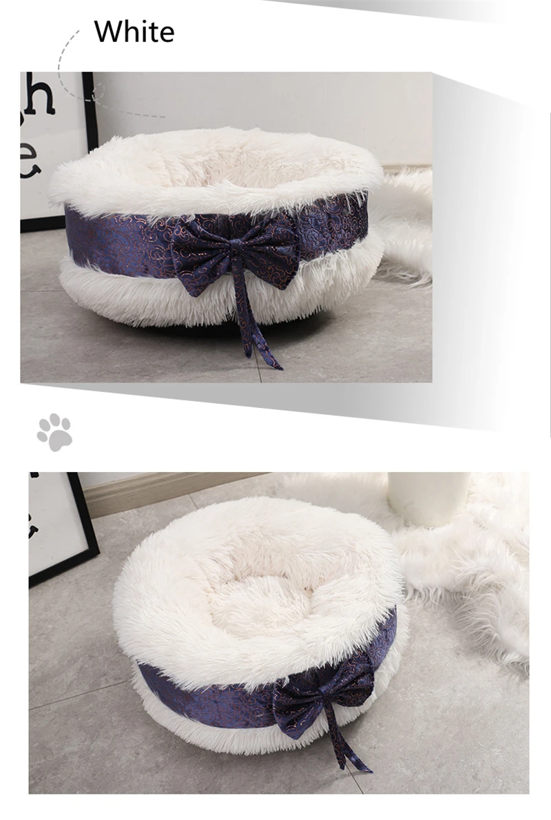 redonda macia longa cama de pelúcia cesta do cão animais dormir cama