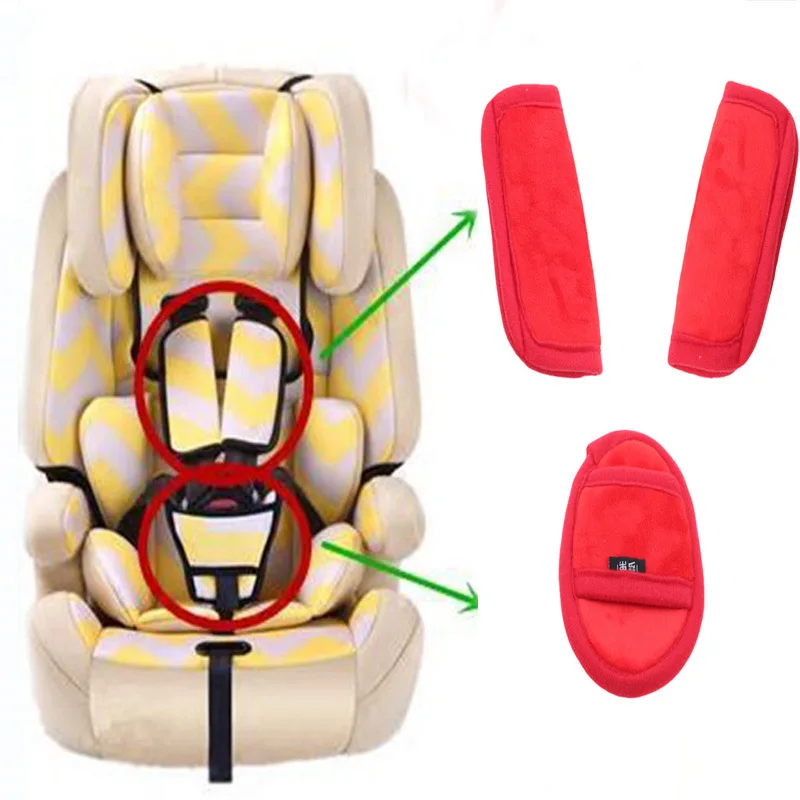 Kids Stroller Safety Belt Set Shoulder Strap Cover Holder Children Protective Baby Cart Accessories Soft Plush