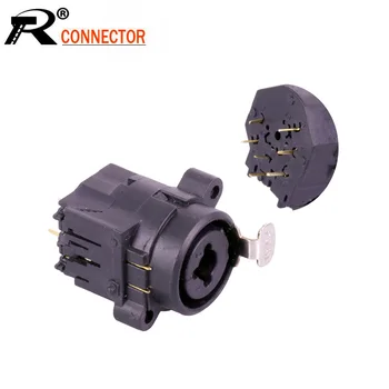 

10pcs/lot 7 PIN Straight Contact Female Jack 6.35mm + 3 Pin XLR Female Socket Dual Functions 6.35mm XLR Panel Mount Chassis