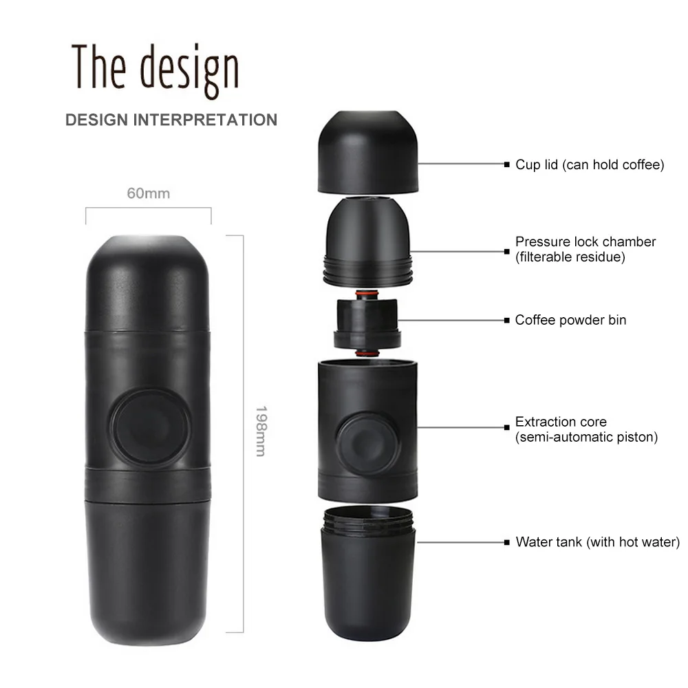  70ml Cafetera Expreso Coffee Maker Expresso Minipresso Handpress Portable Powder Coffee Machine Man