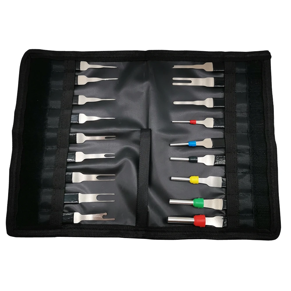 

18pcs Wiring Crimp Connector Pin Extractor Car Terminal Removal Kit Bag Puller Terminal Repair Professional Handle Tools