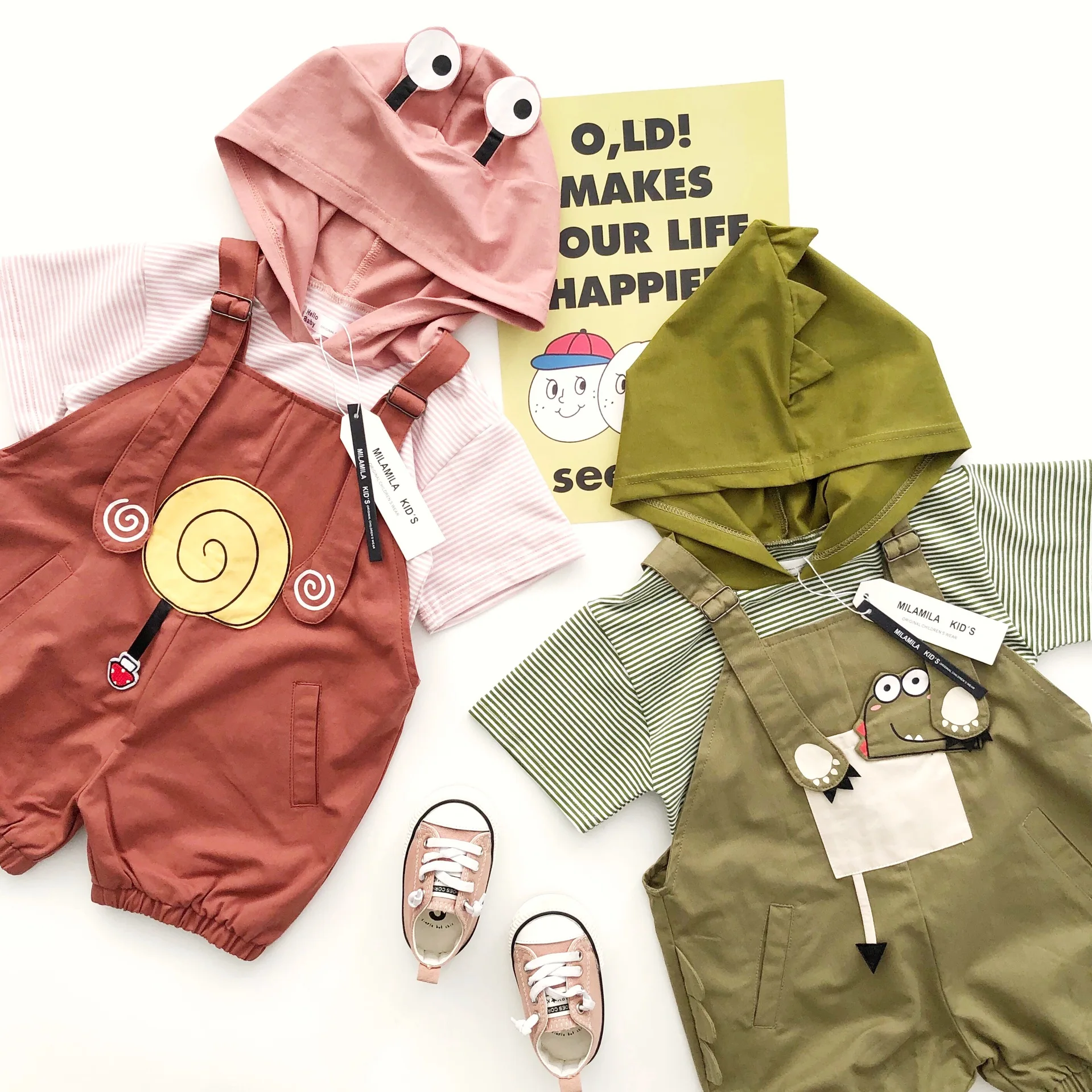 Tonytaobaby Summer New Two-Color Two-Piece Cartoon Suit for Boys and Girls | Детская одежда и обувь
