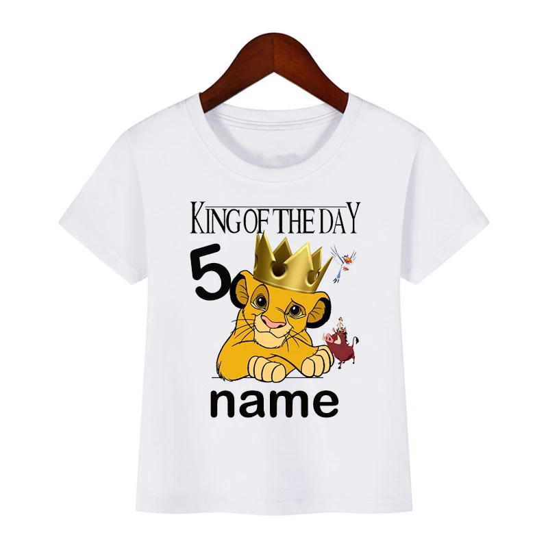 Number 1-10 Lion King Birthday Boys Shirts Boy's Simba Shirt Baby Girls Clothes Short Sleeve Tee Tops For 2-10 Years children t shirt