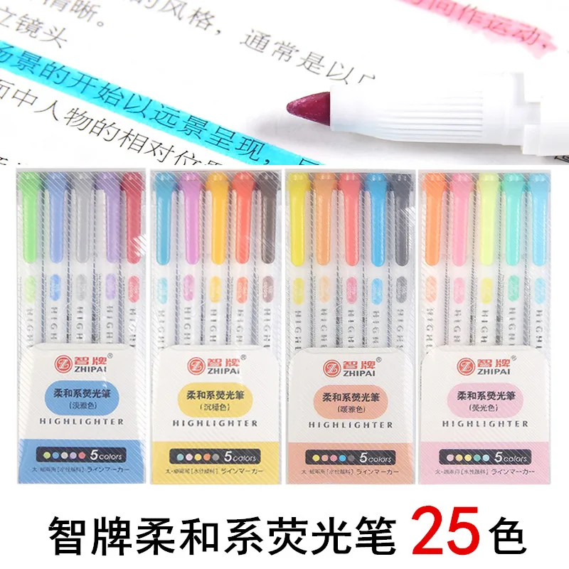 Double Highlighter Pen Light Color 25 Marker Fresh Student AliExpress