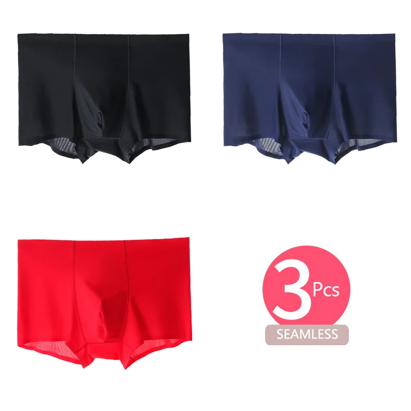 trunk underwear LANGSHA 3Pcs/Set Mens Underwear Silk Convex Boxer Men Solid Seamless Nylon Shorts Pants Ice Feel Boxers Homme Male Underpants best boxers for men Boxers