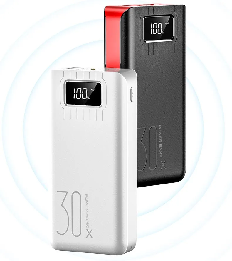 Внешний аккумулятор 30000 мАч TypeC Micro USB QC Быстрая Зарядка Внешний аккумулятор светодиодный дисплей портативное Внешнее зарядное устройство для телефона планшета