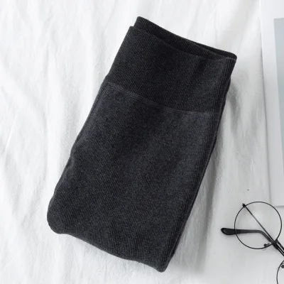 dark gray ARiby/теплые леггинсы; брюки; коллекция года; сезон осень-зима; Новинка; хлопковая верхняя одежда с вертикальной окантовкой; утепленные брюки с высокой талией; два стиля - Цвет: dark gray