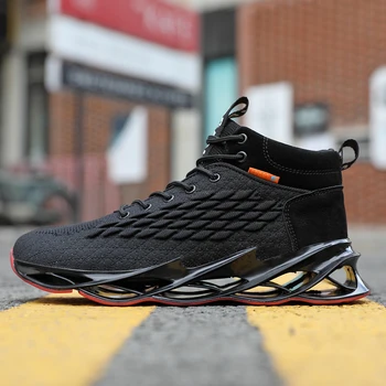 

2020 Spring High Top Athletic Mens Sneakers Black White Running Shoes For Big Boy Breathable Sports Shoes Mens Jogging Sneakers