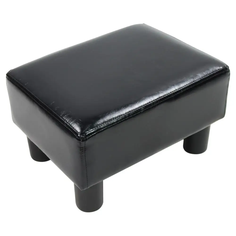 KKTONER PU Leather Ottoman Stool Modern Rectangle Seat Chair Footstool (Black)Stools & Ottomans