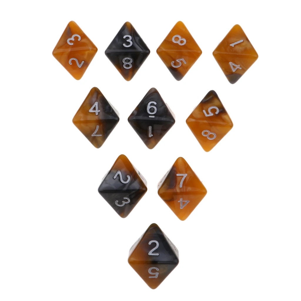 10 Pieces Polyhedral Dice Set Multi-sided Dice D8 for TRPG D& Dragons Game 8-sided Dice Set 