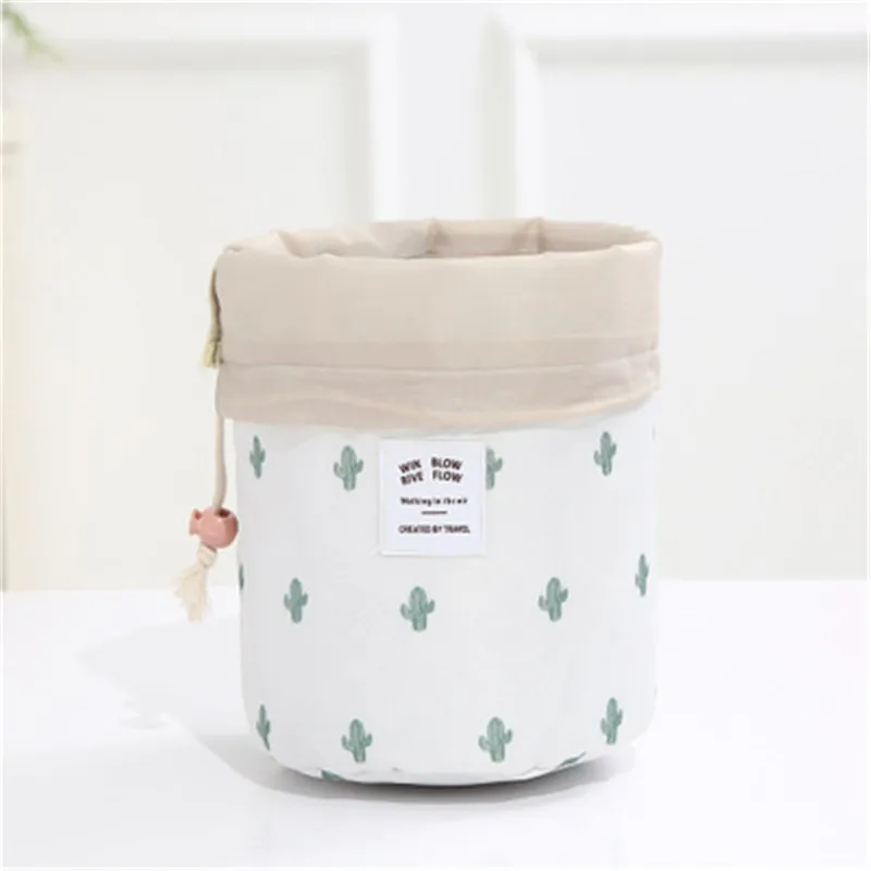 Beige cactus PLEEGA,, круглая Водонепроницаемая косметичка для макияжа, дорожная косметичка, органайзер для туалетных принадлежностей, косметички для женщин, Дамская коробка, Neceser - Цвет: Beige cactus