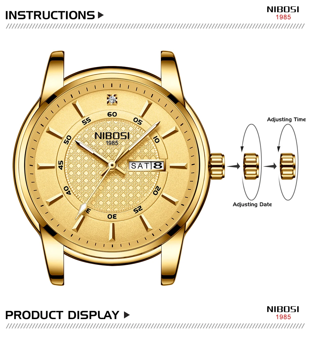 Relogio Masculino NIBOSI Brand Design Men Watch Waterproof Stainless Steel Sports Quartz Watches For Men Relojes Para Hombre