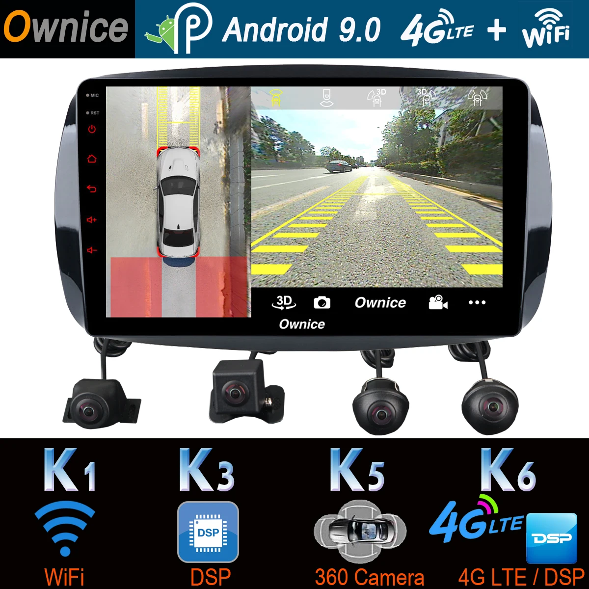 

360°Camera 4G LTE Android 9.0 4G+64G SPDIF DSP CarPlay Car Multimedia Player For Mercedes Benz Smart Fortwo 2016-2019 GPS Radio