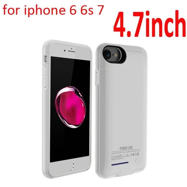 Чехол для аккумулятора 4,7 дюймов для iPhone 6 6S 7, чехол для зарядки, чехол для зарядного устройства, встроенный металлический лист для iPhone 6 6S 7 - Цвет: White
