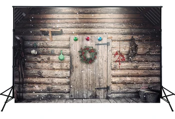 

Christmas Wood Wall Door Backdrop Winter Snowflakes Outdoor Scenery Background Pictorial Cloth Photo Studio Props XT-7732