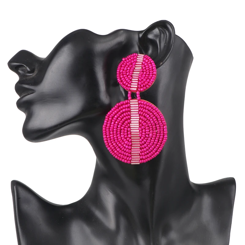 Jujia Boho красочные бисерные серьги-подвески для женщин девочек свадебные украшения ручной работы модные дизайны Висячие Эффектные серьги