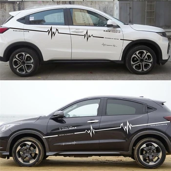 

White Car Black Stickers ECG Vinyl Decal Stripe Stickers SUV Body Sport