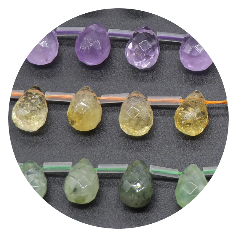 10*14mm Natural Stone Pink Crystal Drop-shaped Faceted Loose Beads Beaded for Women Jewelry Making DIY Bracelet Necklace Parts