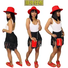 

Summer Clothing Jean Shorts Clothes for Women Pure Color Shorts Fringed Frosted Black Leisure Straight Ripped Club Outfits 2020