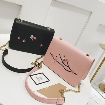 

Fashion Embroidery Chains Flap Shoulder Bag Ladies Landscape Print Clutch Purse Luxury Handbag Women Designer Crossbody Handbag