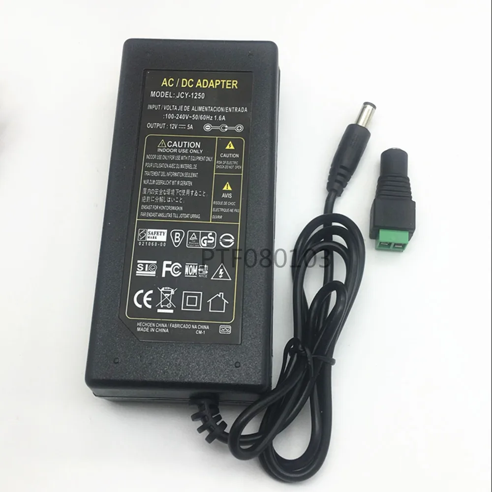 12v5a EU/US AC 100 v-240 v Сетевой адаптер-переходник адаптер DC12V 5A штекером постоянного тока для подключения к адаптеру источника питания для 3528 530 5050 бар светодиодный