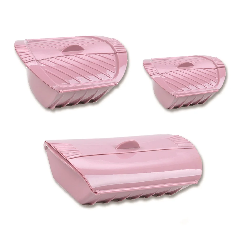 Kitchen Gadgets Microwave Oven Silicone Steamer Fish-Bowl Pink with Lid-Color 3pcs Creative