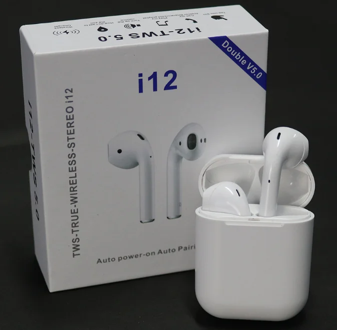 12 TWS,, хит, наушники, Hands Free, сенсорное управление, i12, наушники, Bluetooth, TWS, для iphone X, авто сопряжение, беспроводные наушники, i12 - Цвет: Белый