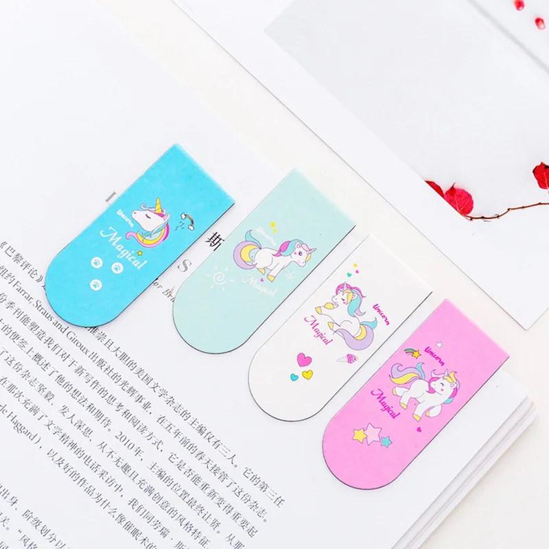 

4pcsCartoon Rainbow Unicorn Magnetic Paperclip Bookmarks Girly Heart Book Marker Kid Gift Stationery Office School SuppliesH6026