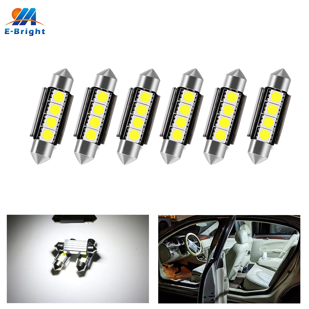 12 В CANBUS 6 шт. 42 мм 36 39 фестон C5W C10W 4 SMD 5050 светодиодный Белый без ошибок купол