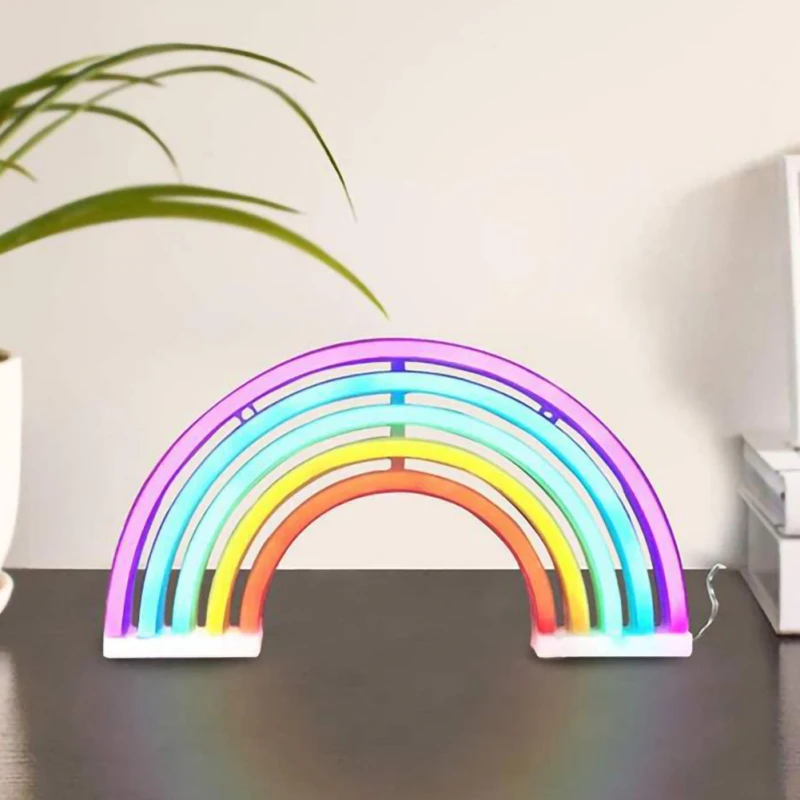 LED 네온 사인 조명 레인보우 라이트 USB 배터리 여자를위한 벽 장식 운영 어린이 방 웨딩 생일 파티 장식