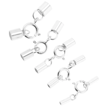 

925 Sterling Silver Spring Ring Clasps Round Closure Kumihimo End Clasps DIY