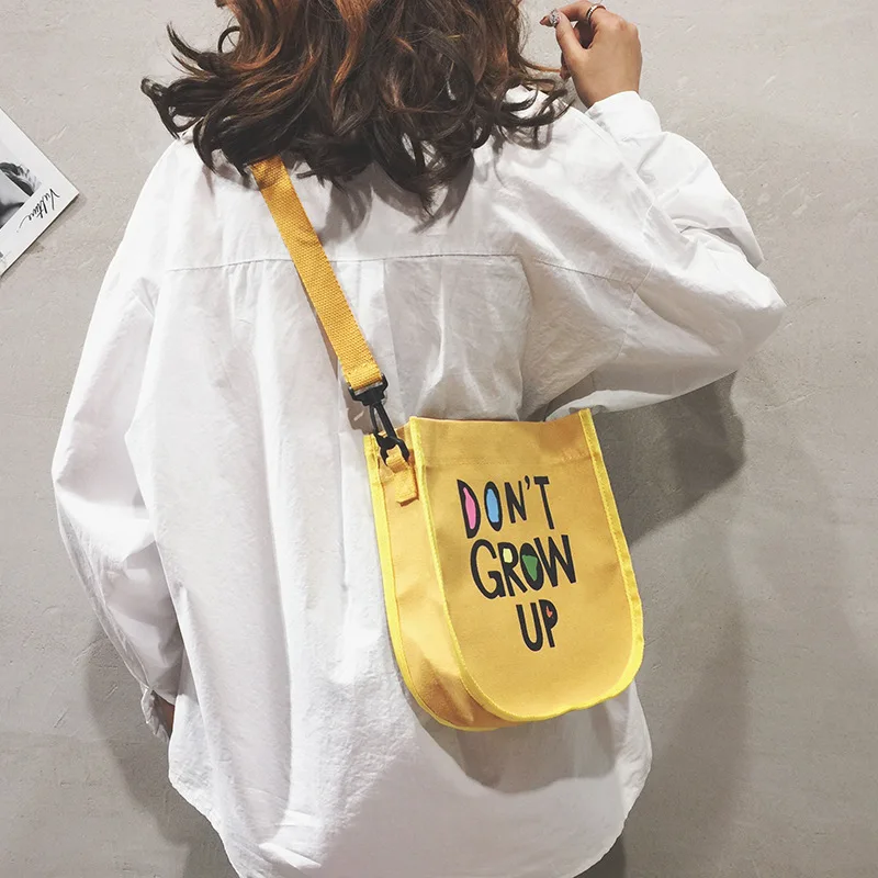 

New Style WOMEN'S Bag 2019 Fashion Women's Canvas Bag Simple Printed Letter Crossbody Bag