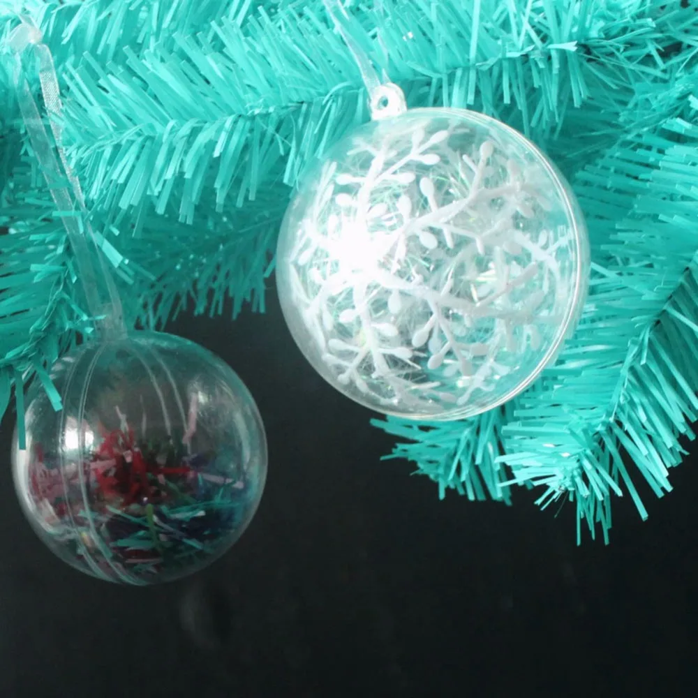 Рождество Balls1pcs 4/5/6/9 см Пластик прозрачный новогоднее украшение висит мяч фенечки прозрачный круглый орнамент Xmas