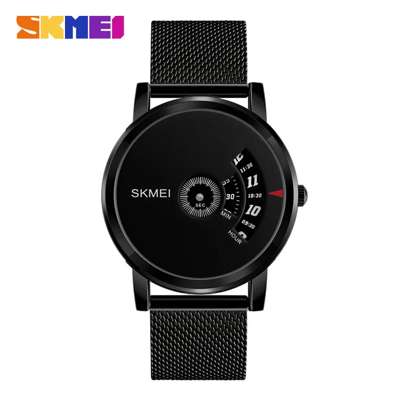 

Hong Kong Casual Quartz Creative Pure Black Waterproof Fortunes Watch Douyin Men's Non-Hands Concept Table