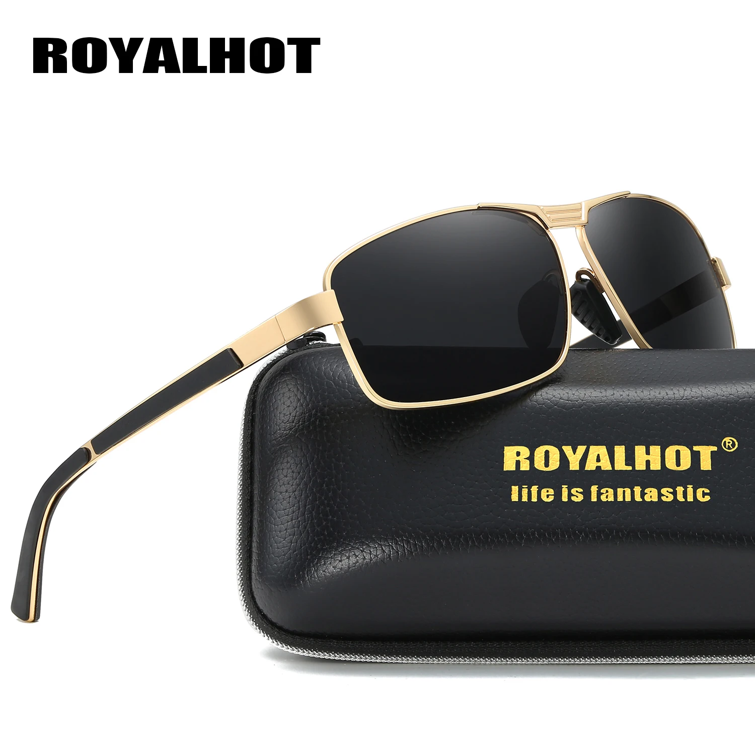 RoyalHot, мужские, Wo, поляризационные, сплав, Прямоугольная оправа, солнцезащитные очки, для вождения, солнцезащитные очки, оттенки, Oculos masculino, мужские, 900135