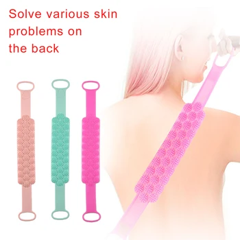 

Double Sided Strap Silicone Back Scrubber Skin Care Home Flexible Bath Towels Body Exfoliating Cleaning Tools