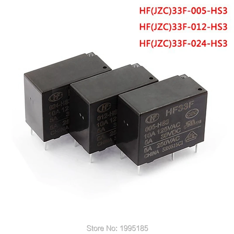 

1Pcs JZC HF 33F-005-HS3 33F-012-HS3 33F-024-HS3 5V,12V,24V 4-pin 5A 250VAC HongFa Relay