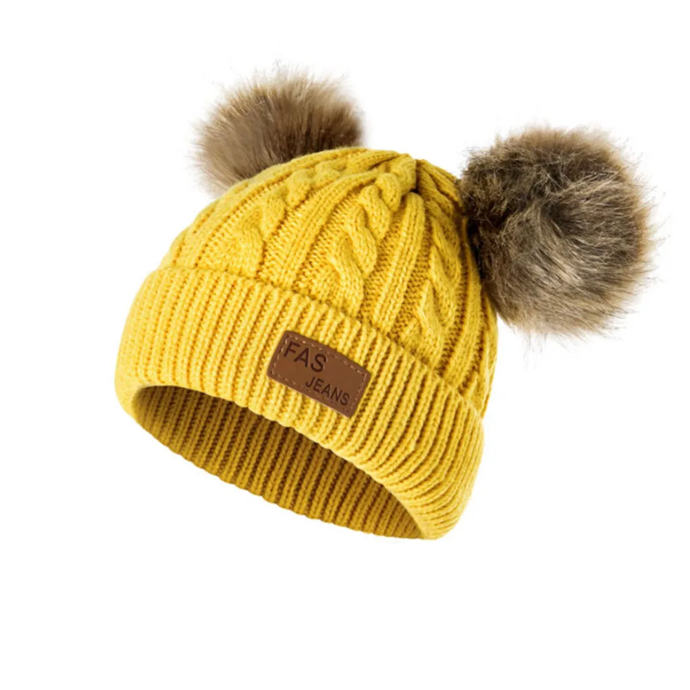 MUQGEW Beanies/зимняя детская шапка с помпоном; вязаная Милая шапочка для девочек и мальчиков; повседневные однотонные детские шапки для девочек