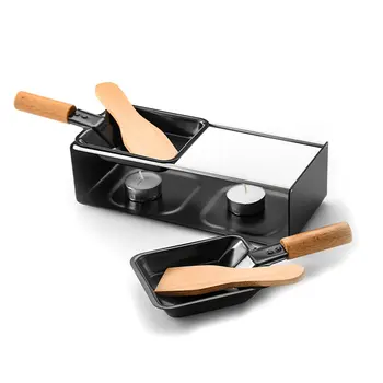 

1 pcs Double-headed wooden handle mini non-stick barbecue tray wax candle cheese stove small baking tray