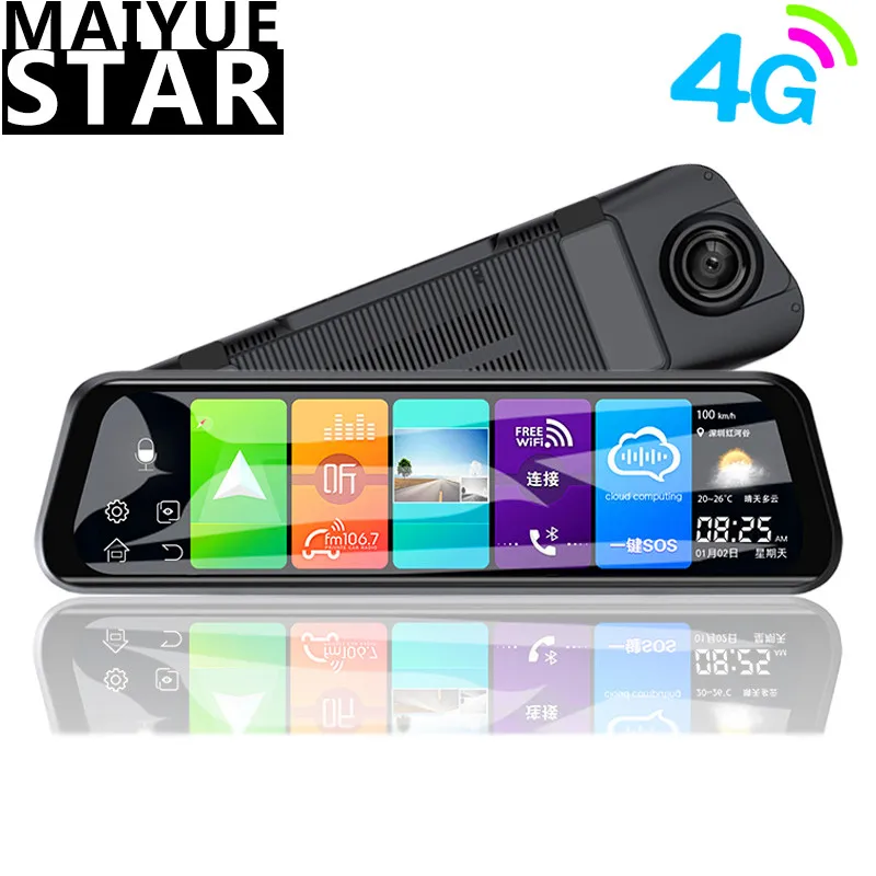 Maiyue star Android 4G Автомобильный видеорегистратор 10 дюймов IPS потоковое зеркало