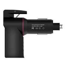 Многофункциональное автомобильное зарядное устройство для безопасности автомобиля молоток режущая Веревка безопасности прикуриватель зарядное устройство 2.4A быстрая зарядка автомобильное зарядное устройство