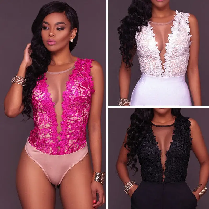 Hirigin Sexy One Piece Swimsuit Women Lace Mesh V Neck Push-Up Bandage Monokini Bathing Suit Beachwear Sport Bodysuit Swimwear